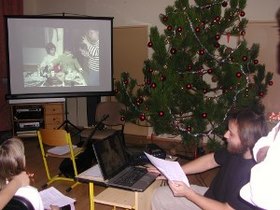 a feldíszített fenyő GEA, szociális akció, fenyők